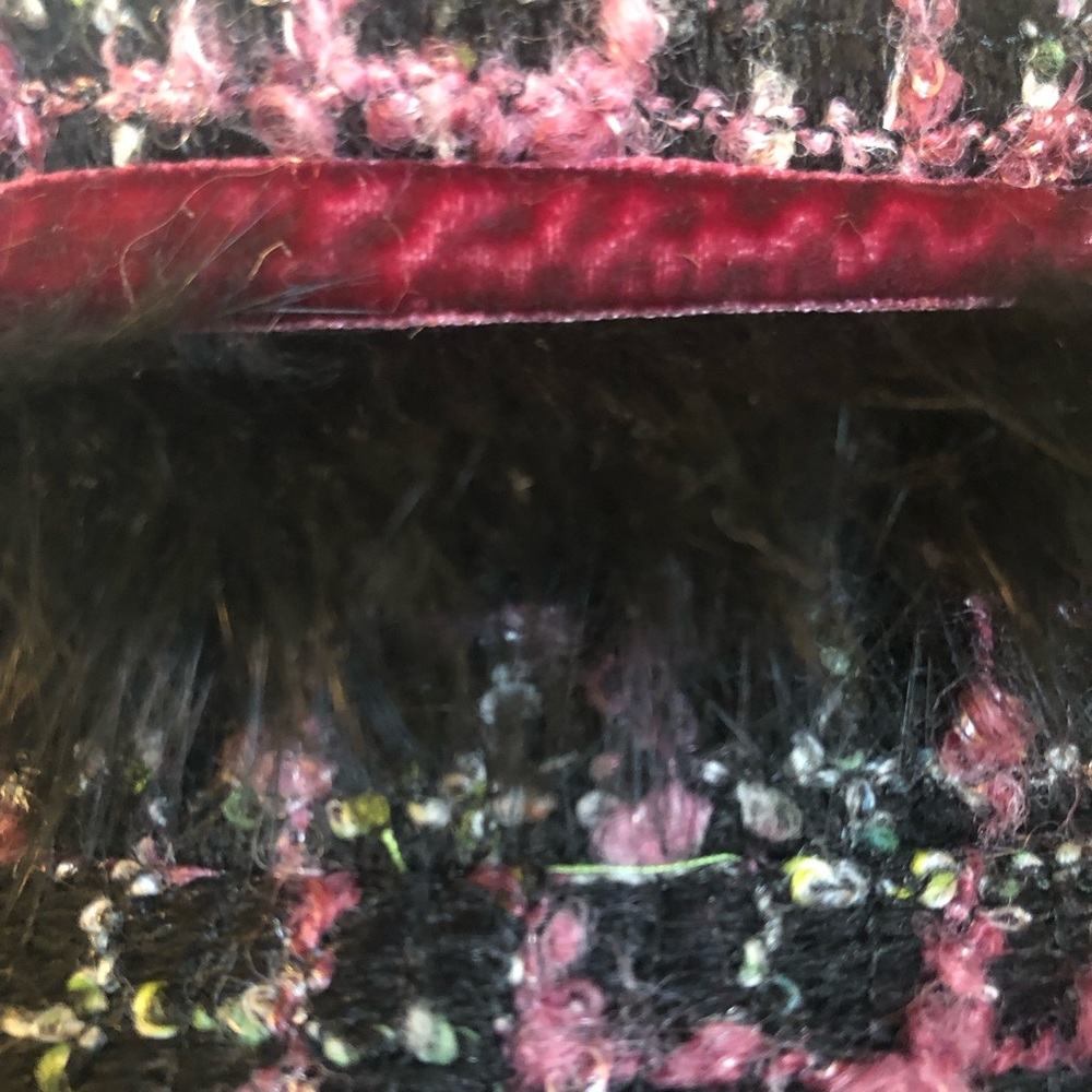 DS Essentials Rare Pink, Multi-Color Tweed Blazer black fur velvet trim Size 10 - Picture 9 of 13
